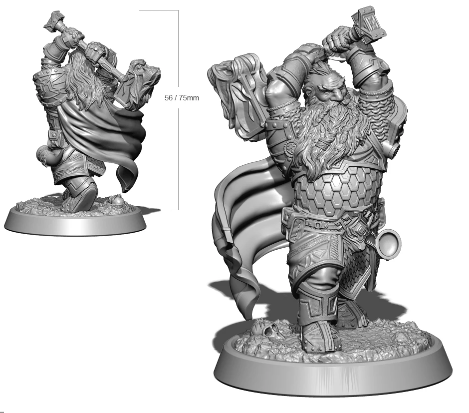 

1/32 56mm 1/24 75mm Resin Model The Dwarf Warrior 3D Printing Figure Unpaint No Color RW-020