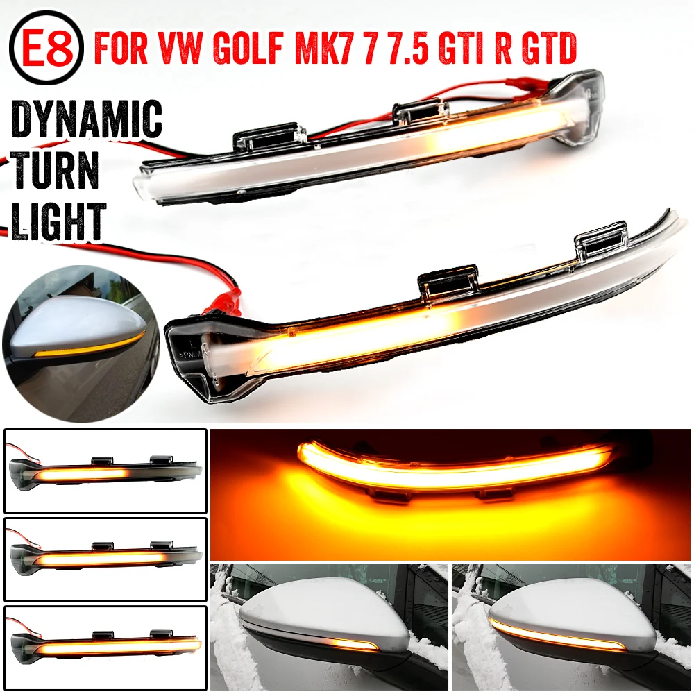 For Volkswagen Golf MK7 7 GTI R GTD Dynamic Blinker LED Turn Signal Rline Touran Mirror Light 2013 2014 2015 2016 2017 2018 2020