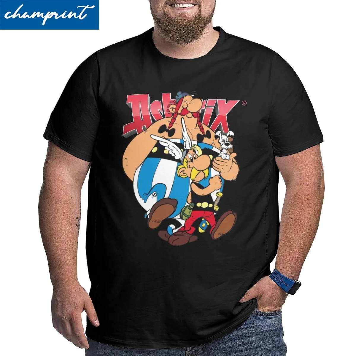 Leisure Asterix And Obelix T-Shirts Men O Neck Cotton T Shirt Short Sleeve Big Tall Tees Plus Size 4XL 5XL 6XL Tops