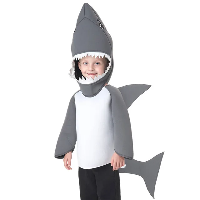 Fashion Kids Jumpsuit Cosplay Costume Shark Stage Clothing Fancy Dress Halloween Christmas Props