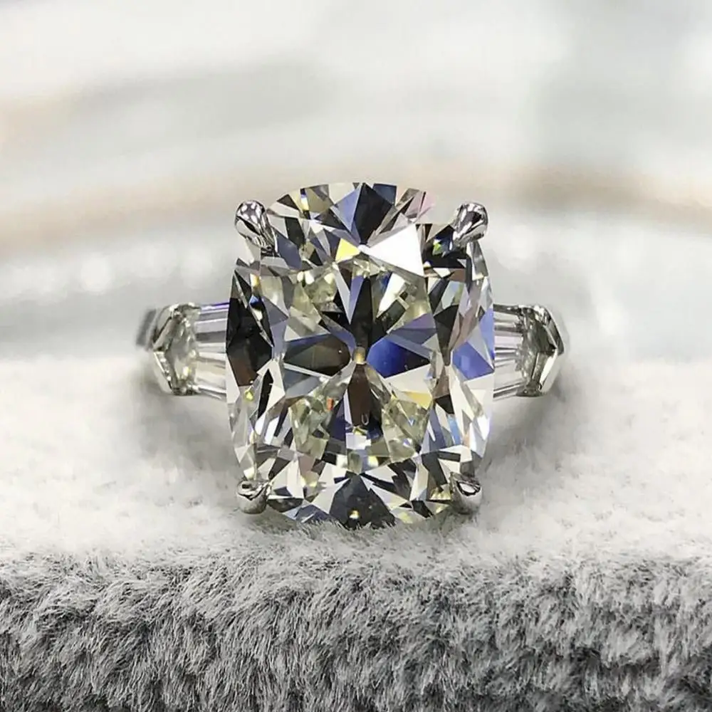 Solitaire 5ct Lab Diamond Ring Real 925 sterling silver Jewelry Engagement Wedding band Rings for Women Bridal Party accessory