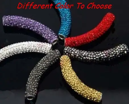 

h53ing can choose color mixed multi color long bending tube beads new fashion bead for bracelet crystal