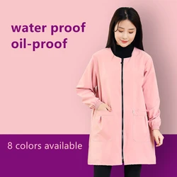 Pet Groomer Gown Pet Shop Uniform Pet Bathing Waterproof Work Clothes Women's Dog Grooming Smock Hair Salon Anti Hair Robe Y1107