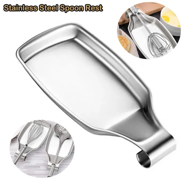 Stainless Steel Spoon Rest Rust-resistant Kitchen Spoon Holder Spoon Rest Fit For Any Other Kitchen Cooking Utensils Universal