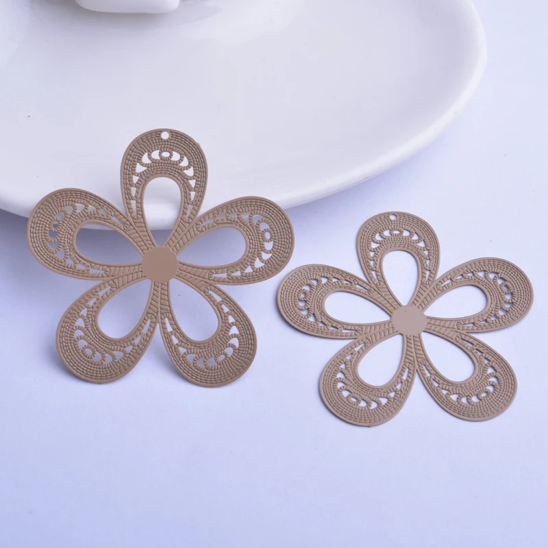 30 Stück AA2173 41mm Große Blumen-Anhänger DIY Ohrring-Anhänger Messing Hellgoldfarben Schmuckanhänger – Detail 4