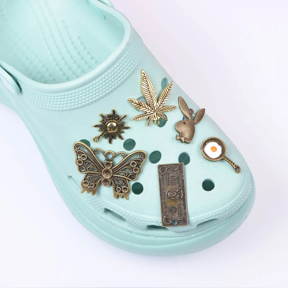 Metal Shoes Charms Antique Bronze Silver Color DIY Handmade Shoe Decorations Buckle  For Kids Adults Girls