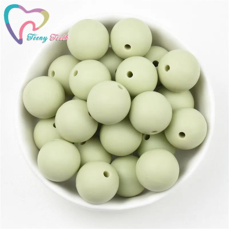 10PCS Sage Green/Lint Round 9-19MM Loose Beads,Popular Greeny Color Hexagon 14-17 MM Loose Beads Making DIY Pendant Teether Toys