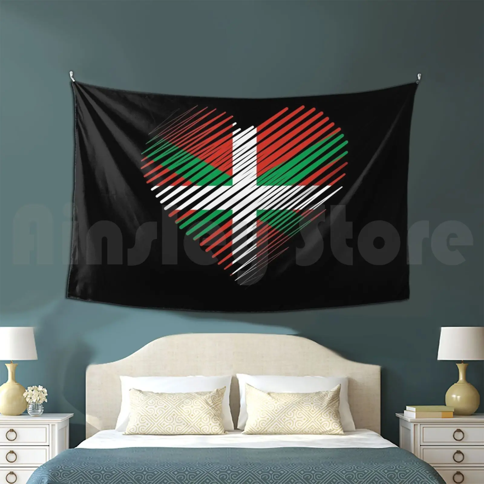 Tapestry Proud To Be Basque , Heart Basque , Euskadi , Euskal Herria , Basque Flag , Pride | Line Art