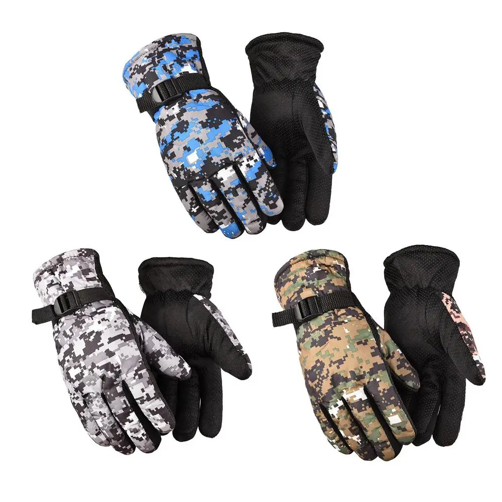 Men Women Ski Gloves Cotton Gloves Water Protective Silicone Palm Internal Fleece Winter Warm Gloves Motorcycle Riding Gloves