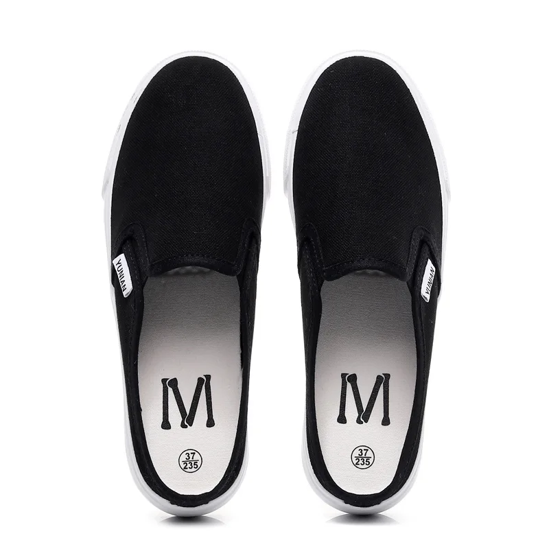 New Summer Trend Canvas Shoes Half Slippers Breathable casual flat shoes latex insole models women's shoes