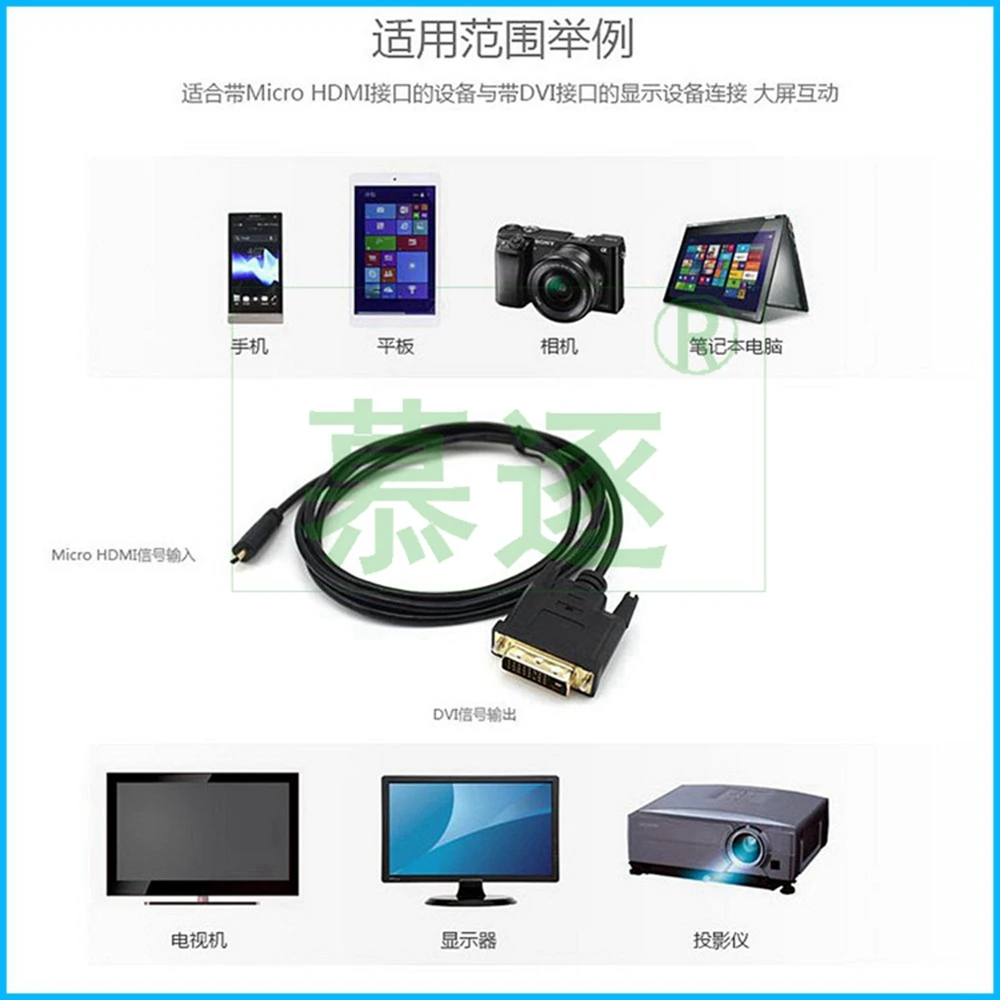 Cable auxiliar Micro HDTV compatible con Cable macho a DVI 24 + 1 Micro HD a DVI, línea de conversión de tasa de transferencia de alta velocidad, gran flexibilidad