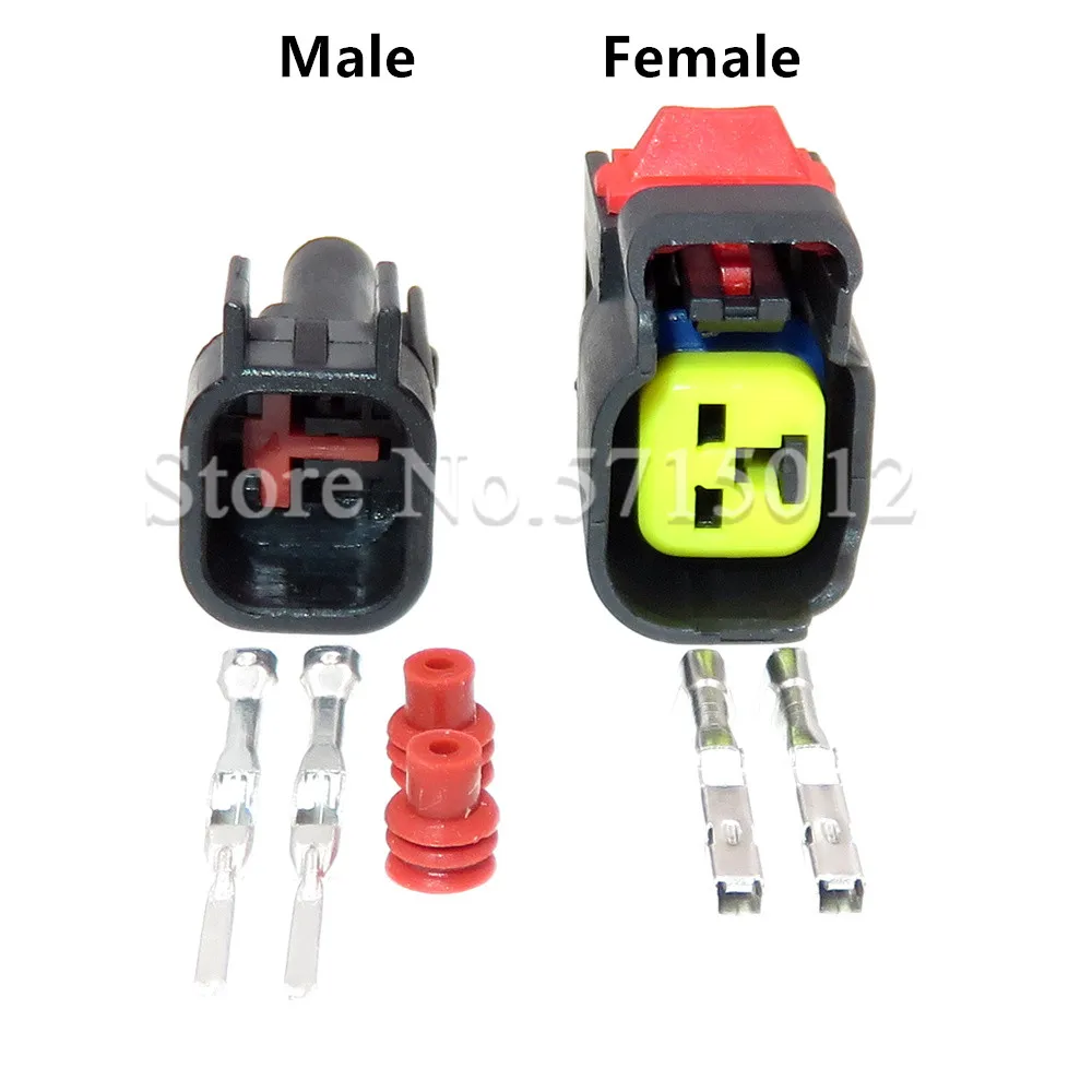 2 Hole Car EV6 Fuel Injector Plug Nozzle Automotive Waterproof Electrical Wire Connector