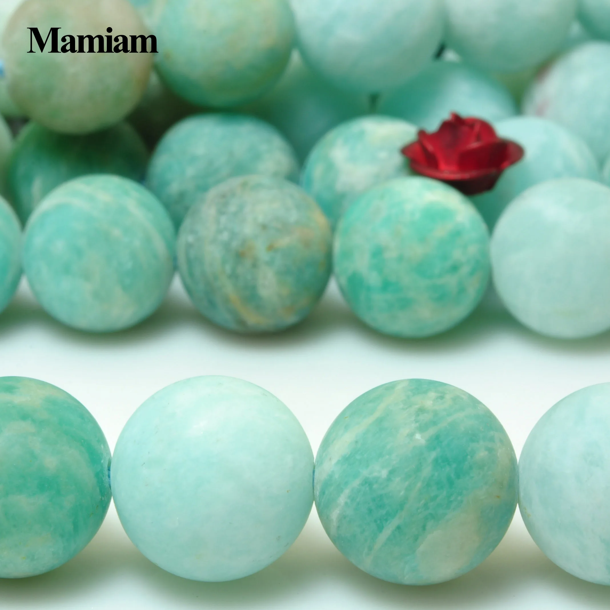 

Mamiam Natural Amazonite Matte Round Beads 8mm 10mm Loose Stone Diy Bracelet Necklace Jewelry Making Gemstone Design