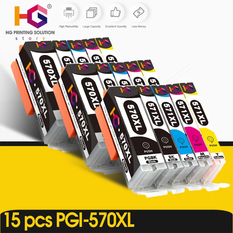 570 571 Ink Cartridge for Canon PGI-570XL CLI-571XL with Chip High Yield Pixma MG5700 MG5750 MG5751 MG5752 MG5753