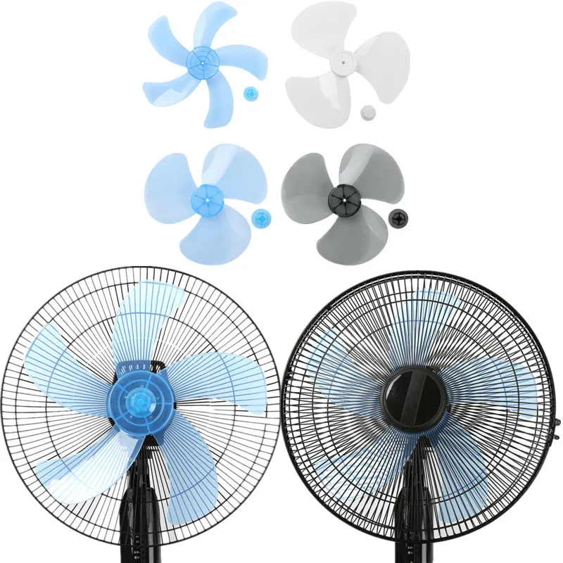 

12/16inch Plastic Fan Blade 3/5 Leaves with Nut Cover for Standing Pedestal Fan Table Fanner General Accessories