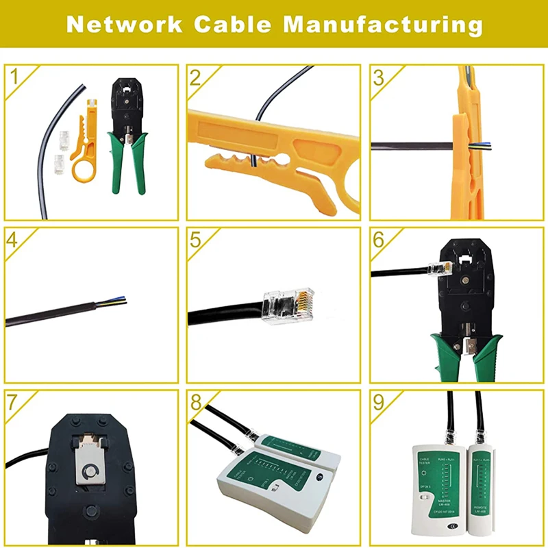 HTOC narzędzie do naprawy sieci Ethernet Tester kabla sieciowego LAN konserwacja komputera narzędzie do zaciskania Coax dla RJ-45/11/12