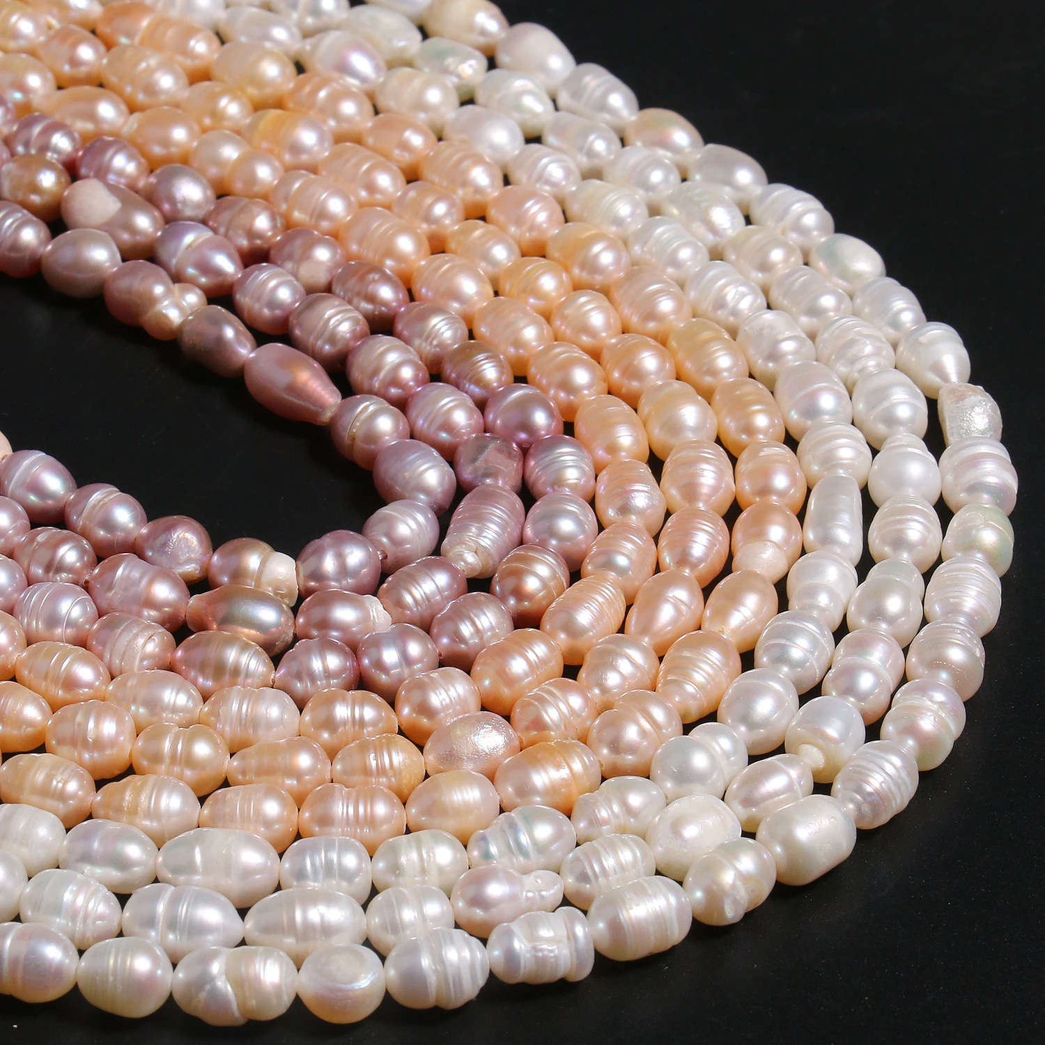 Natural Freshwater Pearls Beaded Rice Shape Loose Spacer Beads for Jewelry Making DIY Bracelet Necklace Accessories 4 5 6 7 8mm