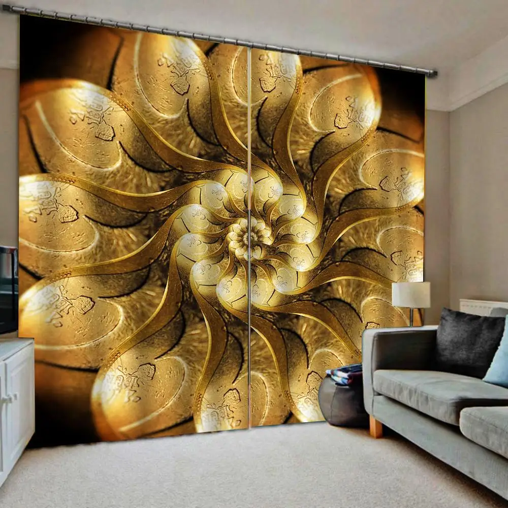 

golden Curtains Blackout Window Curtains Beautiful Drapes for Bedroom Livingroom Cortinas blackout curtains