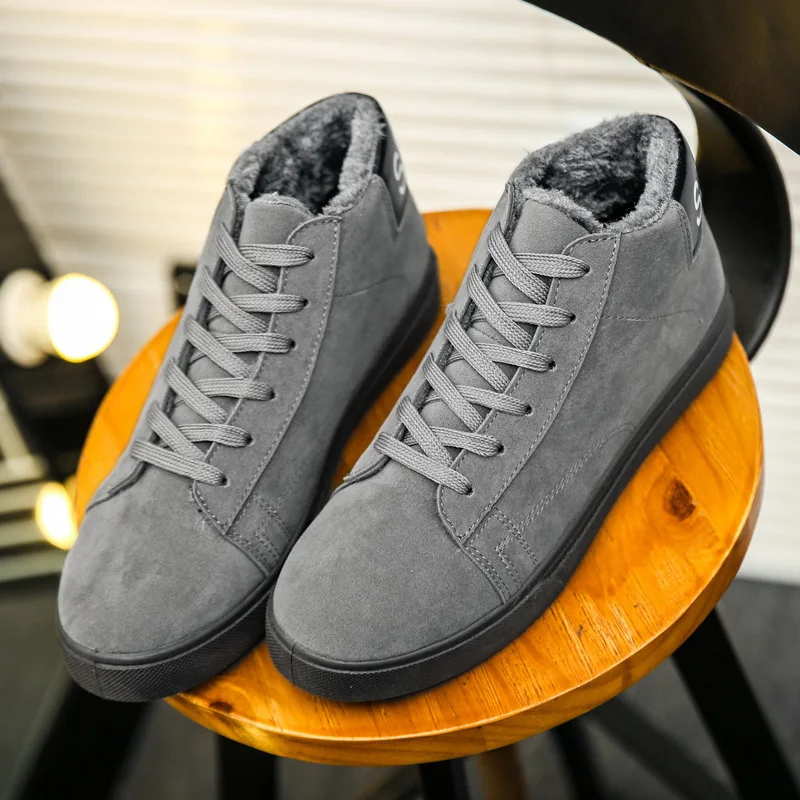WOTTE Men Boots Winter Plush Warm Casual Snow Boots Fur High Top Ankle Boots Sneakers Work Shoes Men Botas hommes chaussures