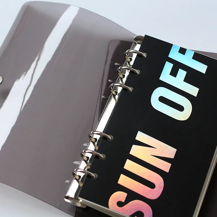 A6 A5 Black Transparent Loose Leaf Binder Notebook Inner Core Cover Note Book Journal Planner Office Stationery Supplies