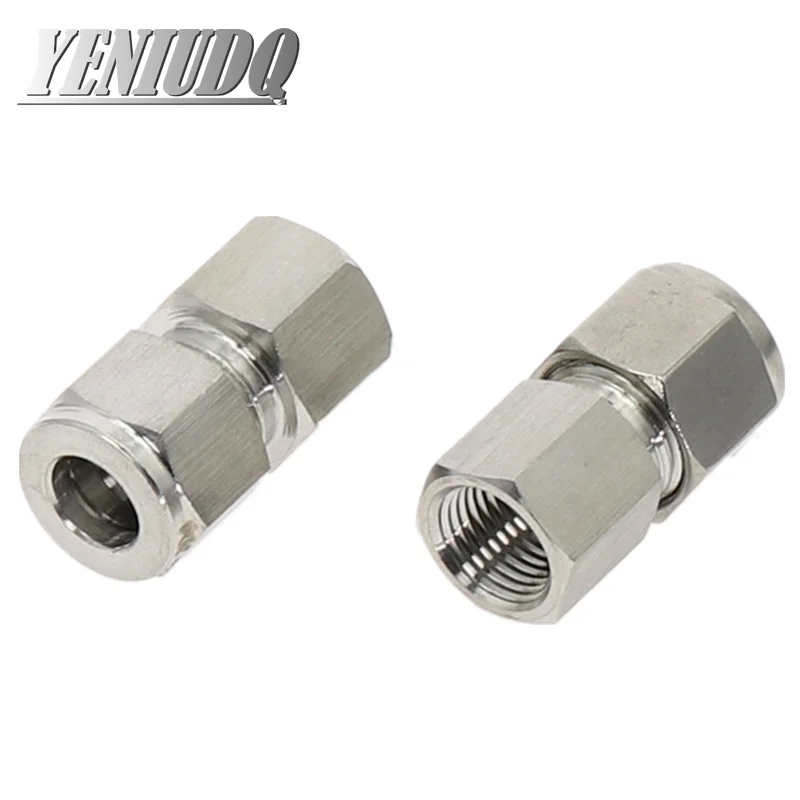 Złączka rurowa ze stali nierdzewnej 304 SS, do rur o średnicy zewnętrznej 6-12mm, z gwintem wewnętrznym 1/8", 1/4", 3/8", 1/2", M14, M20, z podwójną zaciskową tuleją.