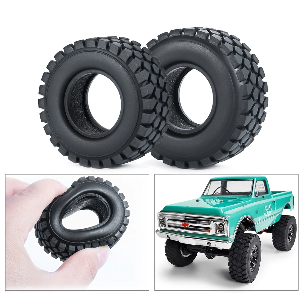 AXSPEED 1.0inch Beadlock Rubber Wheel Tires for TRX-4M 1/18 Axial SCX24 Deadbolt C10 Wrangler Gladiator Bronco 1/24 RC Car Parts