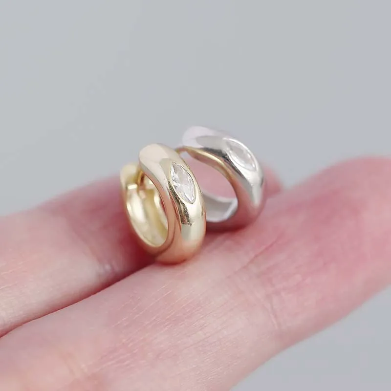 WOOZU-أقراط زركون دائرية بسيطة للنساء ، فضة إسترليني ، مجوهرات صغيرة ، هدايا أطواق ، موضة ، جديدة ، صيحات الموضة