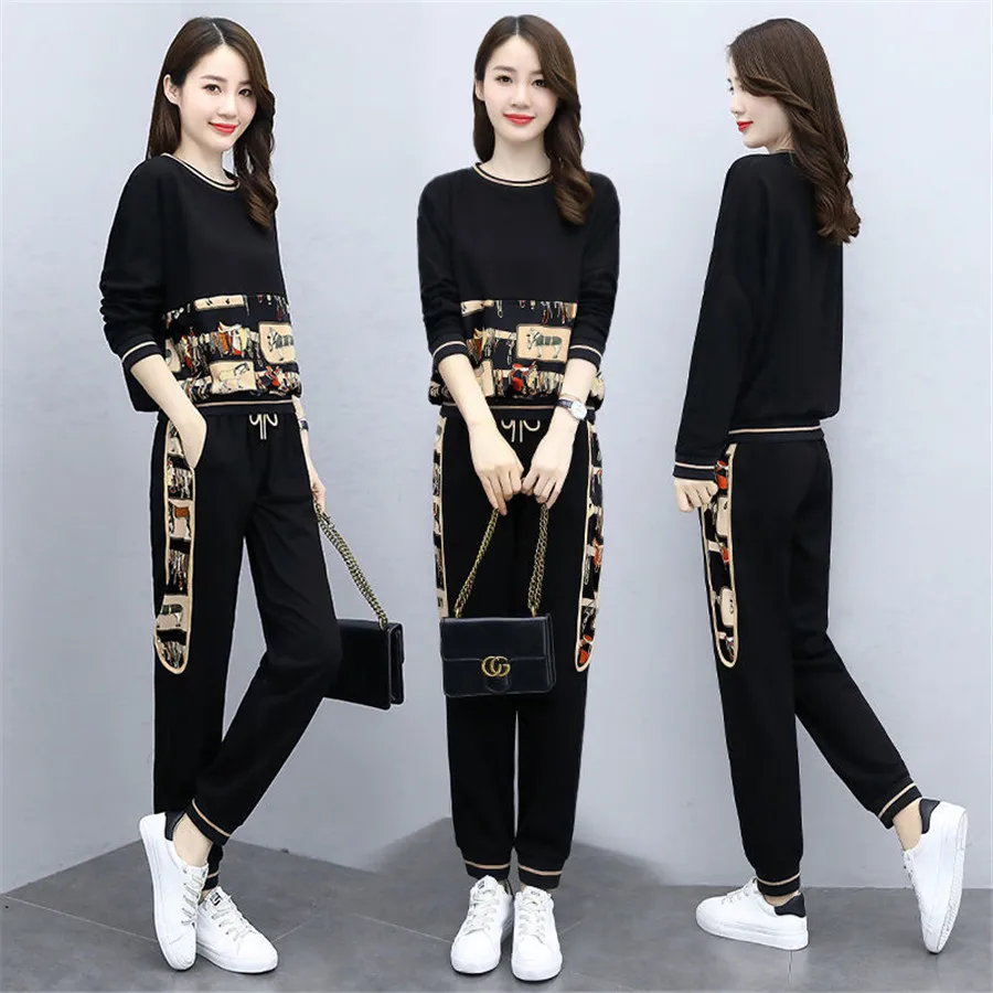 

Casual Sporty Tracksuit Full Sleeve 2 Pieces Tops And Long Pant Set Female Two Pieces Track Suit Outfits