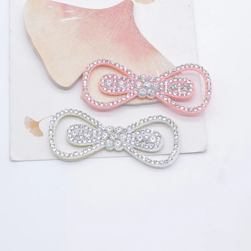 10Pcs 60*25mm Padded Rhinestone Bow Tie for DIY Clothes Hat Sewing Patches Headwear Hair Clips Decor Appliques Accessories