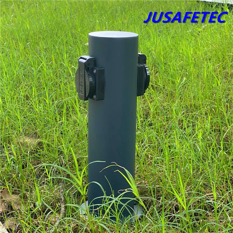 Waterproof Outside Socket 2-Way EU Socket Stainless Steel Electrical Socket Column Spike Garden Socket Lawn Mower Hedge Trimmer