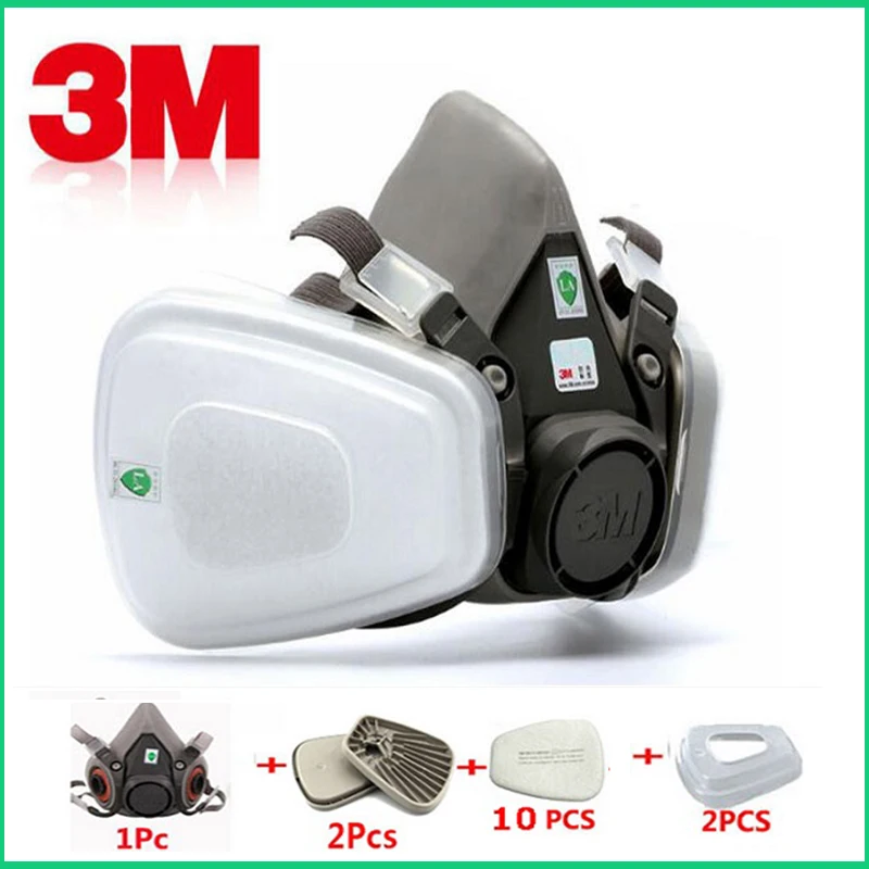 17in1 3M 6200 Industrial Half Mask Spray Paint Gas Mask Respiratory Protection Safety Work Dust-proof Respirator Mask Filter