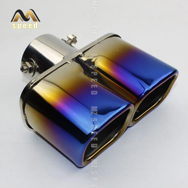 Car accessories Exhaust system Muffler Universal Double out silver blue exhaust tip Boutique snap-type exhaust muffler