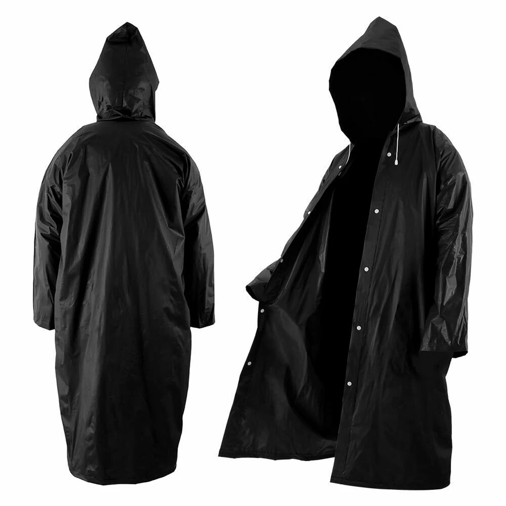 1PC Adults Raincoat EVA Unisex Raincoat Thickened Waterproof Rain Coat Women Men Black Camping Waterproof Rainwear Suit 145*68CM