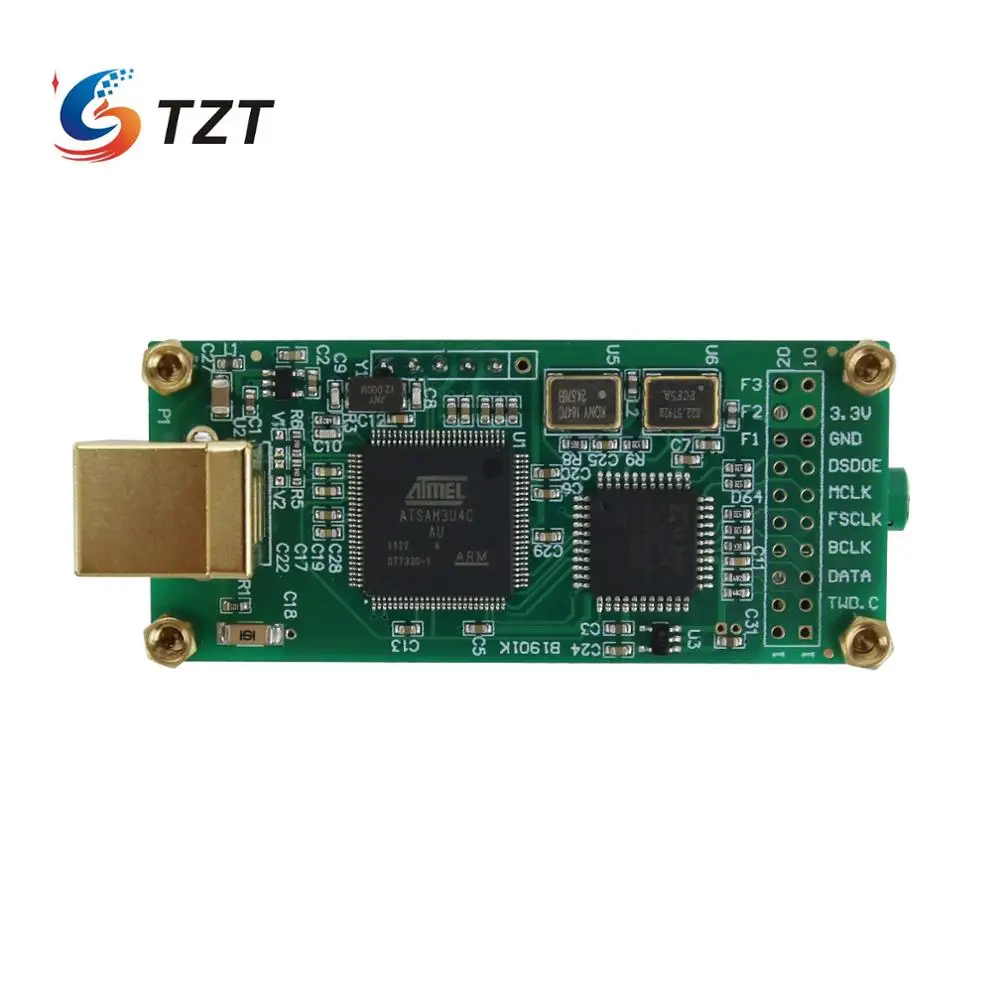 Imagem -03 - Tzt para Amanero Interface Mais Es9038q2m Decodificador de Áudio Placa de Alta Fidelidade Usb Placa de Som Suporte Dsd256 Pcm 384khz