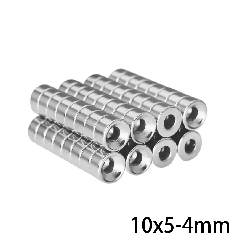 10~200PCS 10x5-4 Stong Neodymium Magnets Disc 10x5 mm Hole 4mm Minor Diameter Magnet Round Countersunk Magnetic 10*5-4 mm 10*5