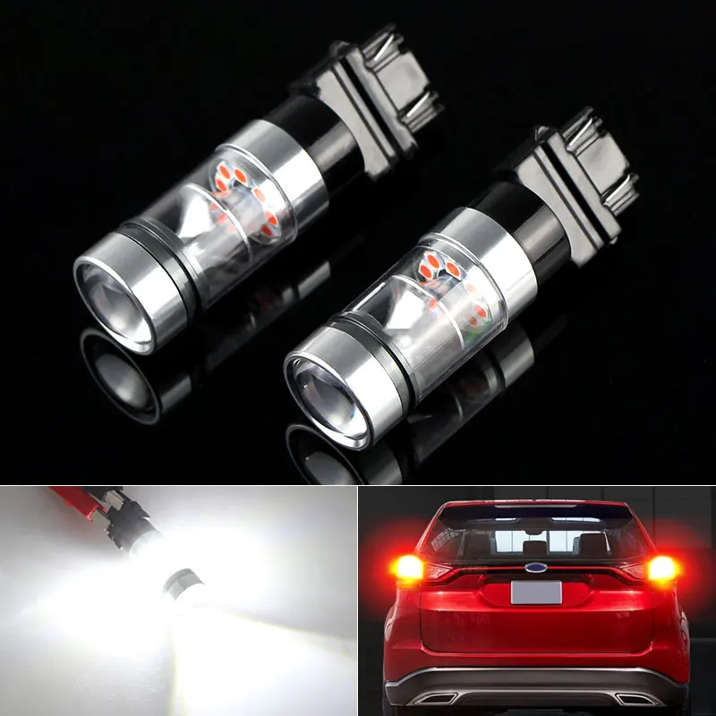 2Pcs Canbus LED Brake Light Lamp 3157 T25 P27/7W For Ford Edge Flex Ranger Expedition Explorer F-150 F-250 Mustang Taurus Escape