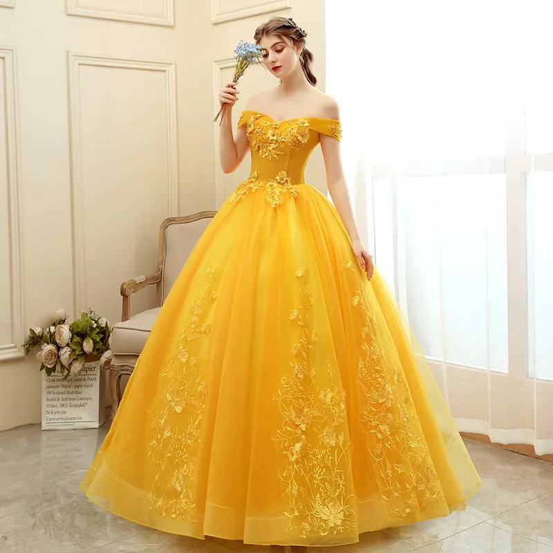 Vestido de baile Quinceanera bordado em renda, fora do vestido de festa, vestido de baile, 10 cores, 2024