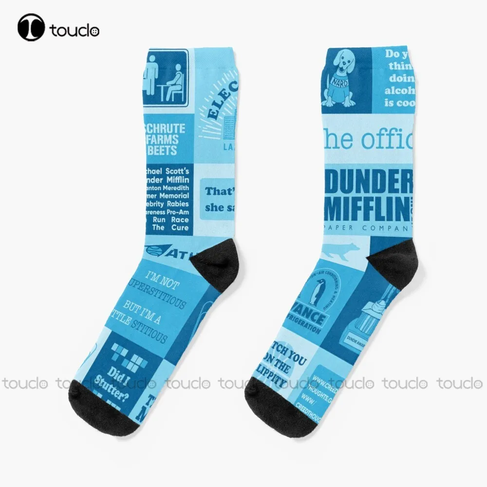 

The Office Dunder Mifflin Socks Black Mens Socks Personalized Custom Unisex Adult Teen Youth Socks 360° Digital Print Funny Sock