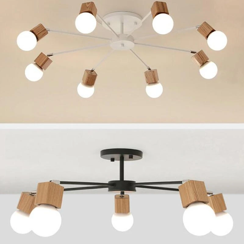 

AC100V~220V E27 Wood LED Ceiling Lights Living Room Bedroom Modern Ceiling Lamp Modern Lustres De Sala Plafon luminarie lights