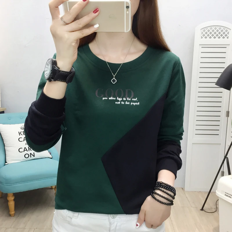 Letter Print Pullover Women Contrasting Colors 2022 Spring Autumn Sweatshirt Striped Womens Long Sleeve Casual Woman Clothing