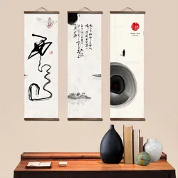 Chinese Japanese Ink painting style canvas home decoration for living room wall art picture poster wood scroll paintings decor