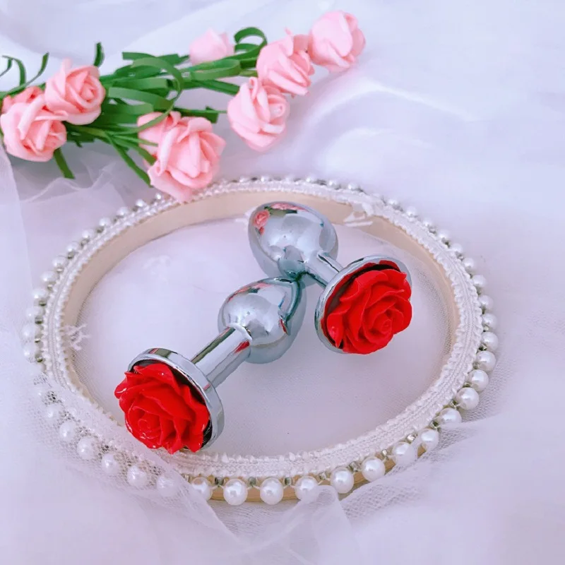 Rose Flower Anal Plug para homens e mulheres, Masturbador, Adult Sex Goods, Stainless Steel Butt Toys, Adults Products