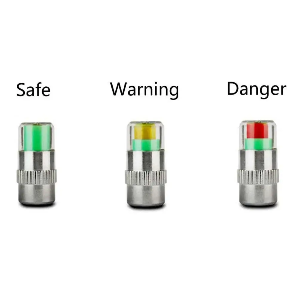 4PCS Tire Pressure 2.4 Bar 32 Psi Monitor Valve Stem Sensor Indicator Air Warning Alert Valve Pressure Alarm Tools Kit