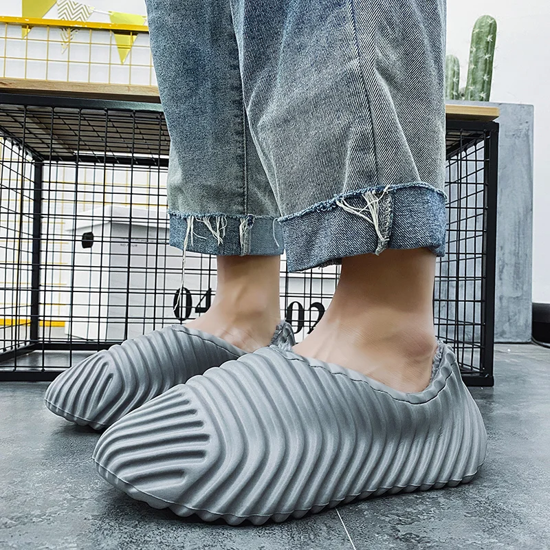 Men\'s Home Clogs 2020 New Winter Comfortable Slippers Plush Lining Shoes Soft House Warmlining Clogs Waterproof High Quality