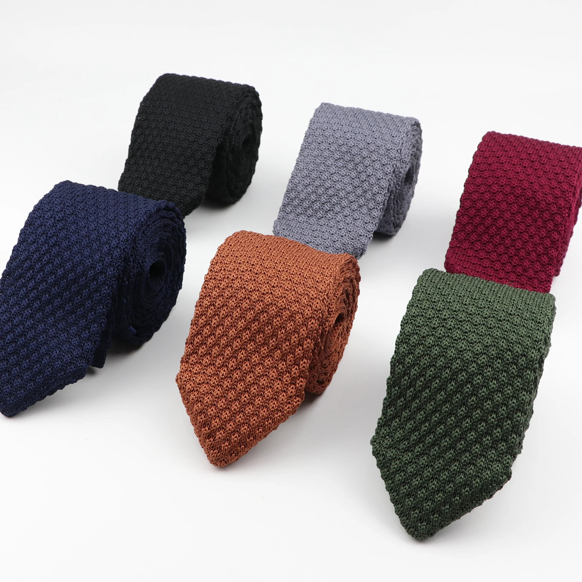 Wave Knitted Necktie Knit Leisure Triangle Solid Color Ties Normal Sharp Corner Neck Ties Men Classic Woven Designer Cravat