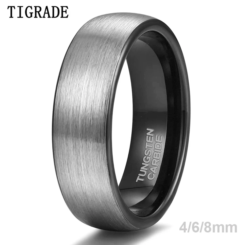 Tigrade 4/6/8mm klasyczny szczotkowany męski pierścionek z węglika wolframu męskie obrączki Anillos Anel Masculino męski pierścionek Bague zaręczynowy
