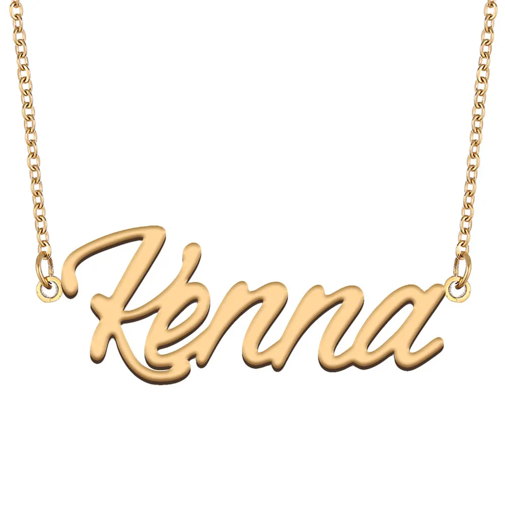 

Kenna Name Necklace for Women Personalized Stainless Steel Jewelry Gold Plated Nameplate Pendant Femme Mothers Girlfriend Gift