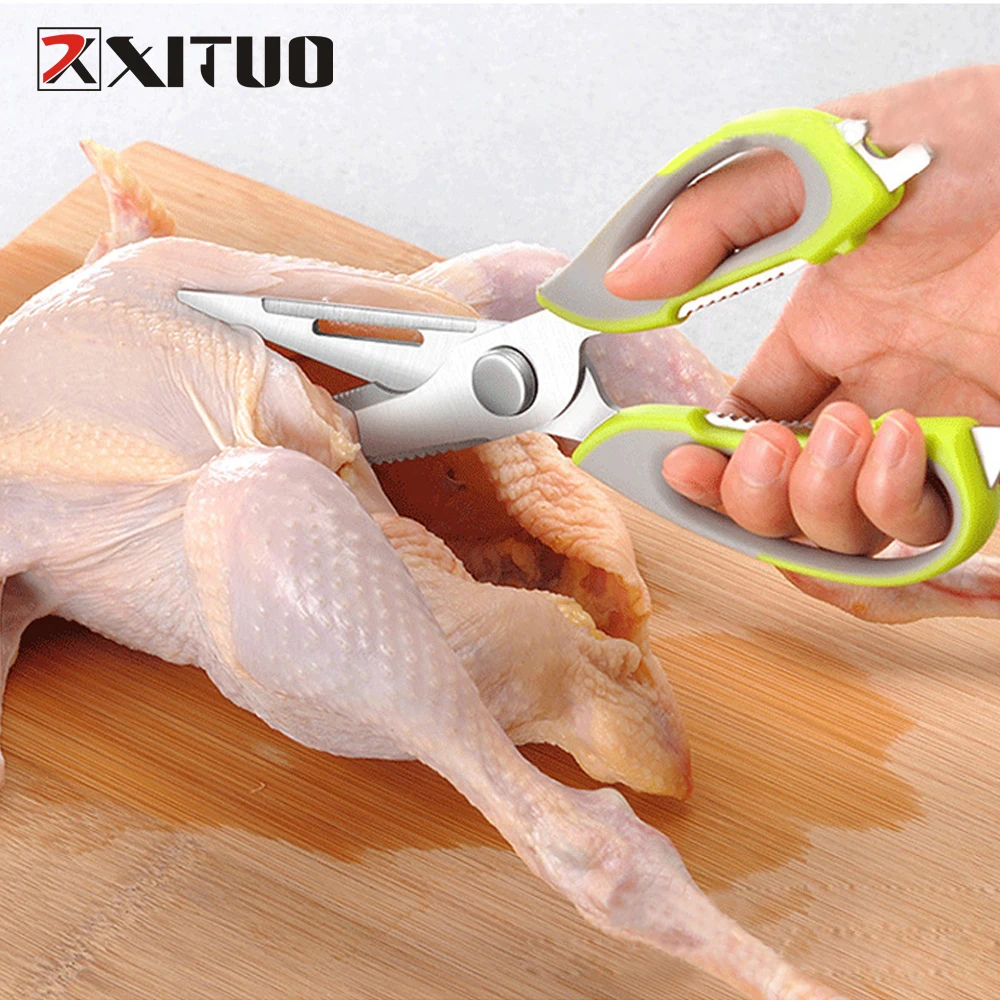 XITUO Multifunction Kitchen Scissors Magnetic Knife Seat Removable Stainless Steel Scissors For Fish Chicken Shears Cooking New