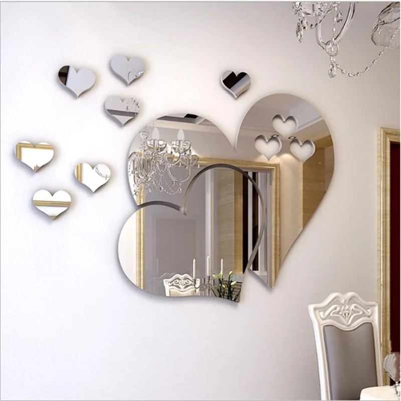 

Large Size Romantic Love Mirror 3D Stereo Wall Stickers, Self-Adhesive Acrylic Wall Decoration,Living Bedroom Dining Room Sticke