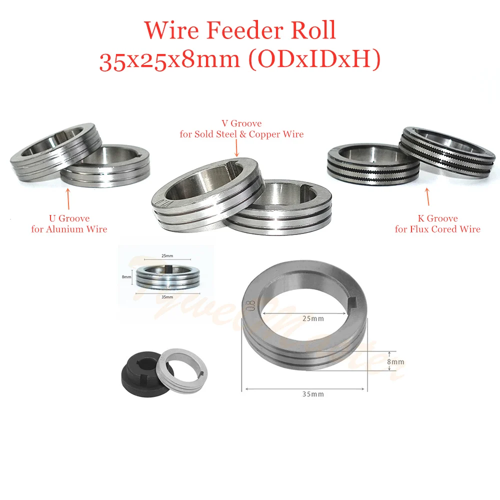 Welding Wire Feeder Roll V U K Knurl Groove 0.8 1.0 1.2mm for Steel Aluminum Flux Cored Gasless Wire Welding Machine